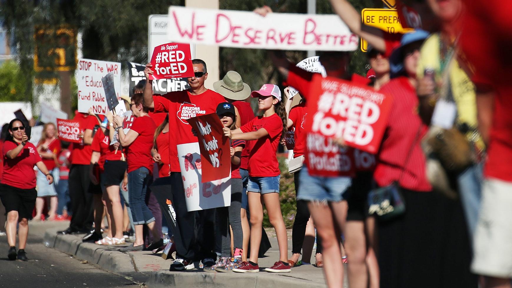 Teachers, parents at 23 Tucson schools will walk in, stand out in support of #RedForEd
